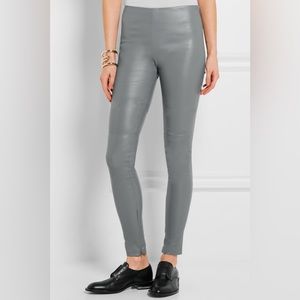 BALENCIAGA Gray Lamb’s Leather Stretch Leggings